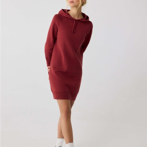 Lole Womens Red Calm Long Sleeve Shawl Neck Modal Sweatshirt Tunic Dress  Large - Picture 1 of 8